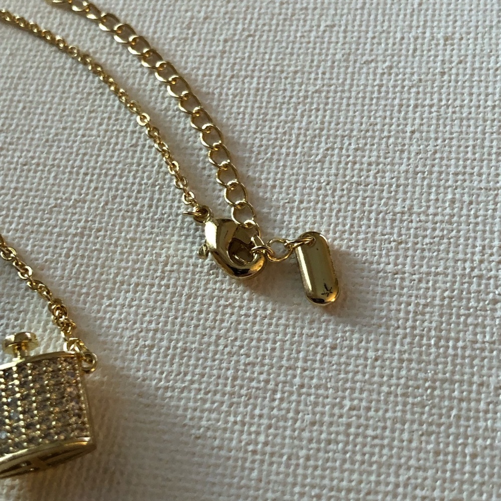 Gold Tone Pave Flask Pendant Necklace - Picture 3 of 3